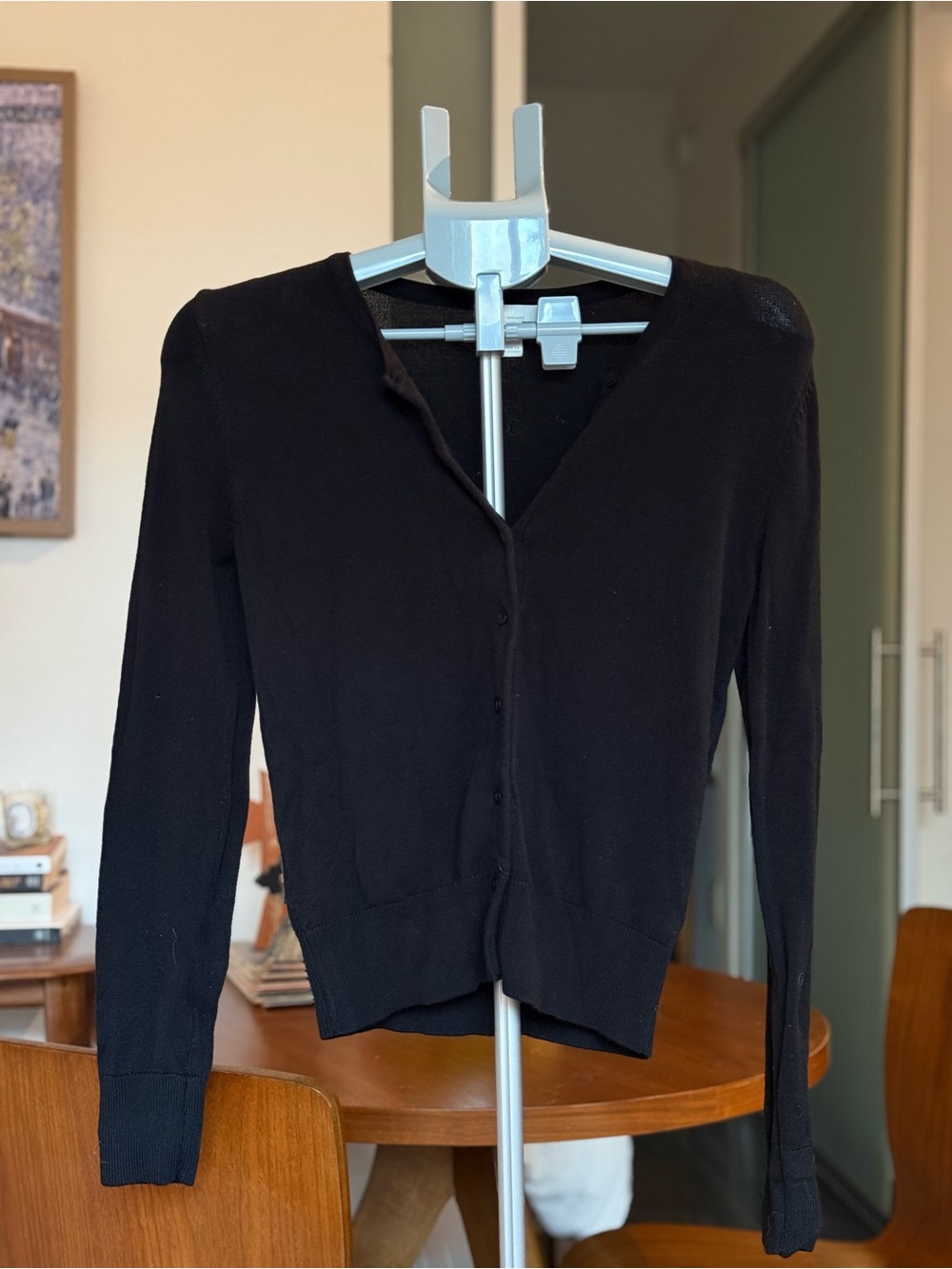 H&M Basics - Black Women's Button-Front Classic Lightweight Cardigan